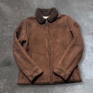 JONES NEW YORK Mens Brown Faux Suede Sherpa Lined Jacket Size M